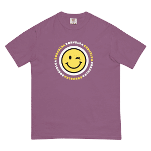 Adult Comfort Colors Bornblum Smiley Unisex Garment-Dyed Heavyweight T-Shirt — Berry
