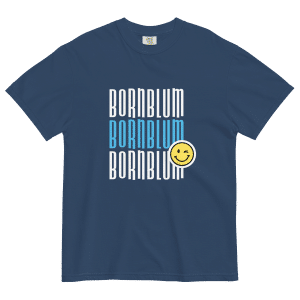 Adult Comfort Colors Bornblum Stacked Smiley Unisex Garment-Dyed Heavyweight T-Shirt — Navy