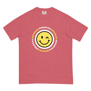 Adult Comfort Colors Bornblum Smiley Unisex Garment-Dyed Heavyweight T-Shirt — Red