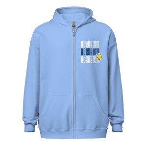 Adult Bornblum Stacked Smiley Unisex Zip Hoodie — Light Blue