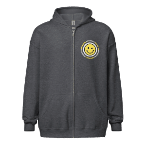 Adult Bornblum Smiley Unisex Zip Hoodie — Charcoal Gray