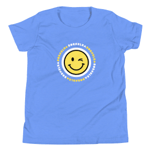 Youth Bornblum Smiley Short Sleeve T-Shirt — Light Blue