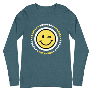 Adult Unisex Bornblum Smiley Long Sleeve T-Shirt — Heather Teal
