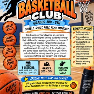 3-5 Basketball with Coach Rufus — Thursday, 8 Sessions